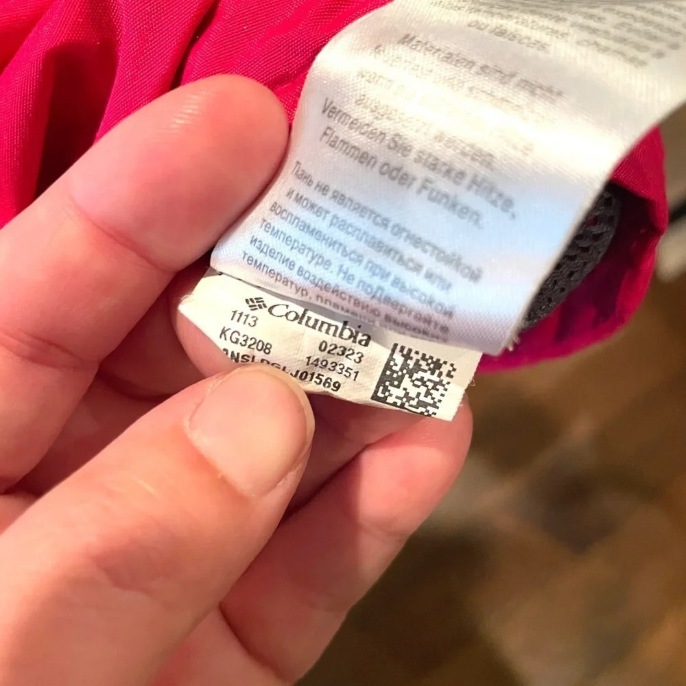 Columbia girls hooded windbreaker jacket full zip SZ L pink gray - Picture 11 of 13